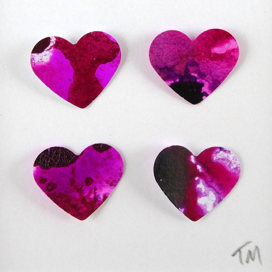4 pink hearts