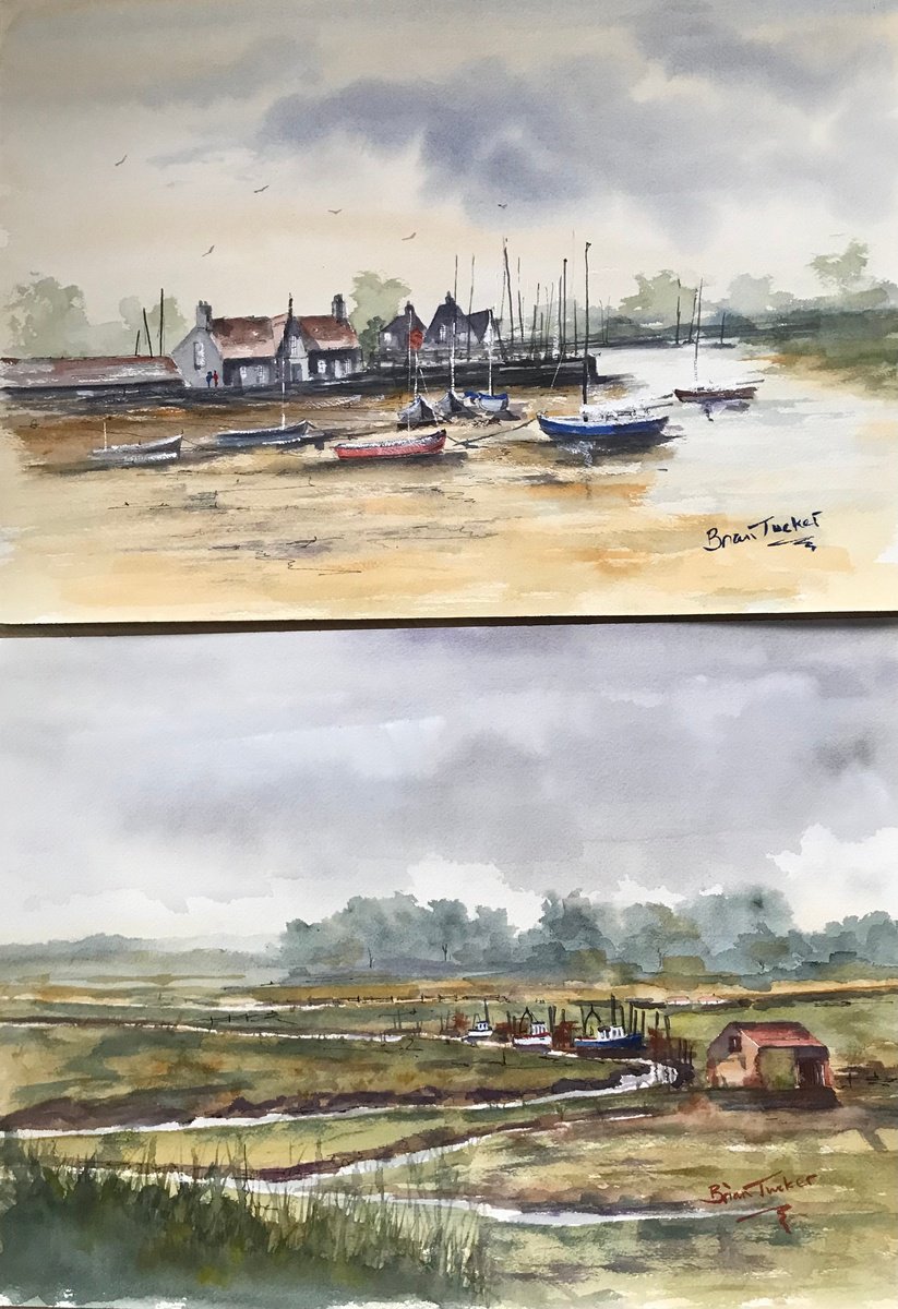 Impressionistic Watercolour , Two Norfolk Paintings By Brian Tucker, 20 X 28, Artwork For Sale On Artfinder