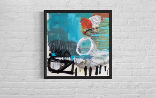 One Thing Leads to Another - Colorful energetic contemporary abstract art painting by Kat Crosby