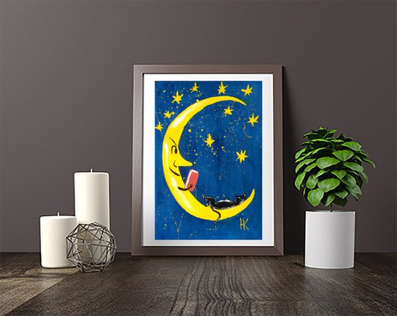 Cat Moon Painting