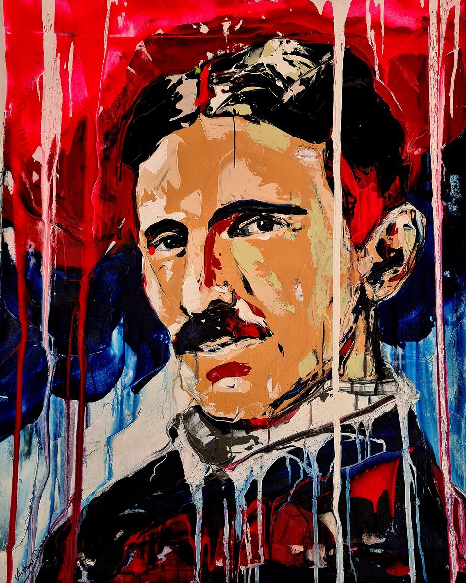 Impressionistic Portrait Acrylic Painting By Antoni Dragan, 24 X 31, Tesla, Original Artwork