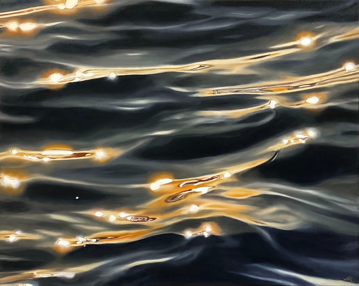 Photorealistic Landscape Oil Painting By Alla Kallass, 30 X 24, Golden Hour, Original Artwork