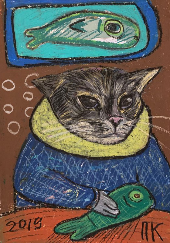 Cat with fish #2