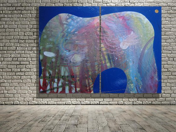 "Elephant and ocean" diptych