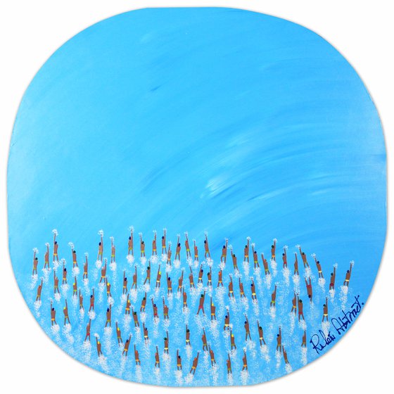 Swimmers 515 effort and reward, work and merit, fight for your dream Painting by Ruben Abstract