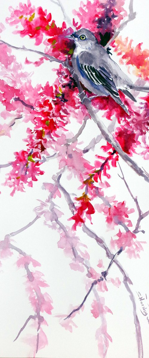 Mockingbird and Spring Blossom by Suren Nersisyan