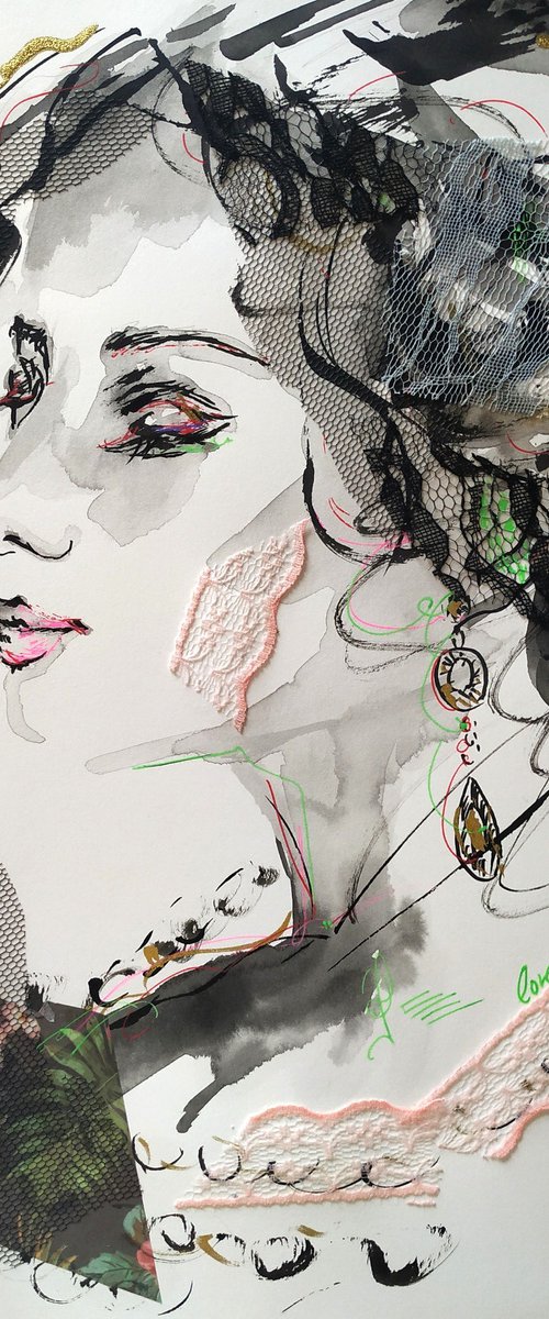 Woman  ink drawing series-Figurative drawing on paper by Antigoni Tziora