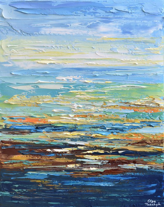 Sunrise II - Impasto Abstract Seascape Painting