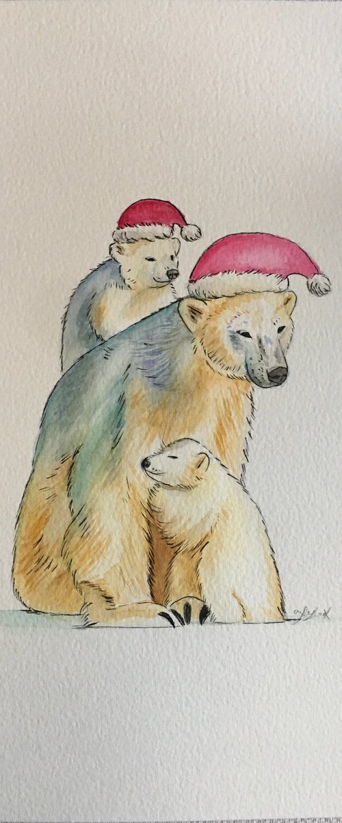Polar bear family by Amelia Taylor