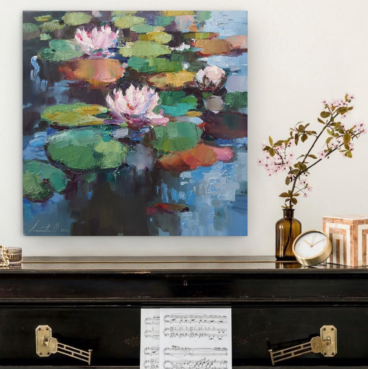 Pond with water lilies by Olha Laptieva