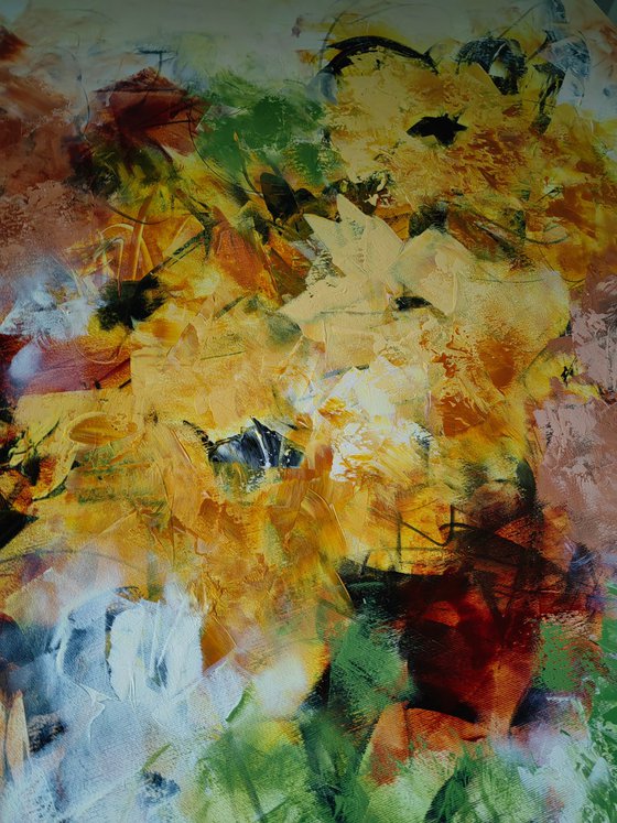 "Enchanted Blooms II" from "Colours of Summer" collection, XXL abstract flower painting