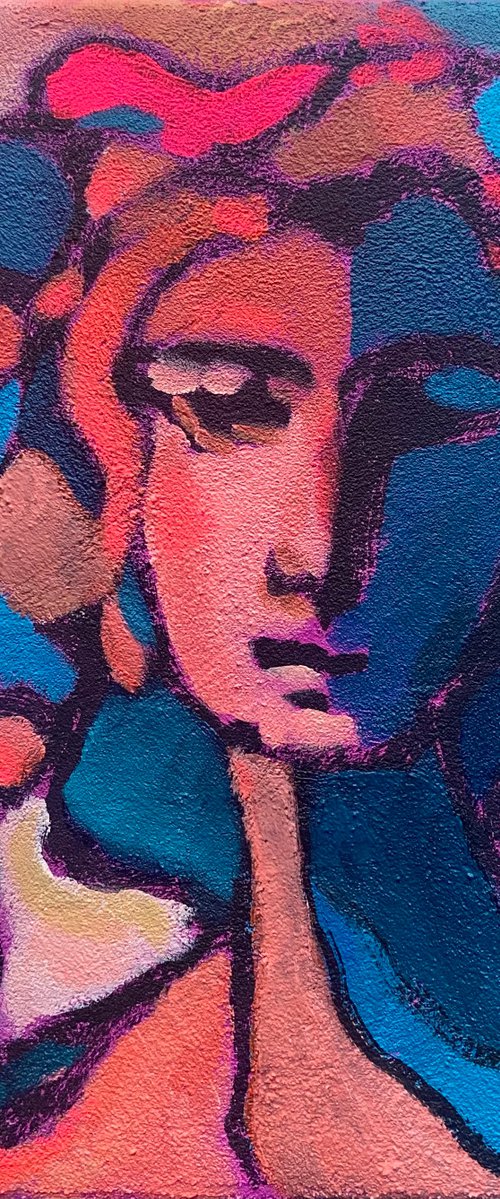 GAIA - square 30x30 cm abstract woman portrait, textured canvas by Yulia Ani