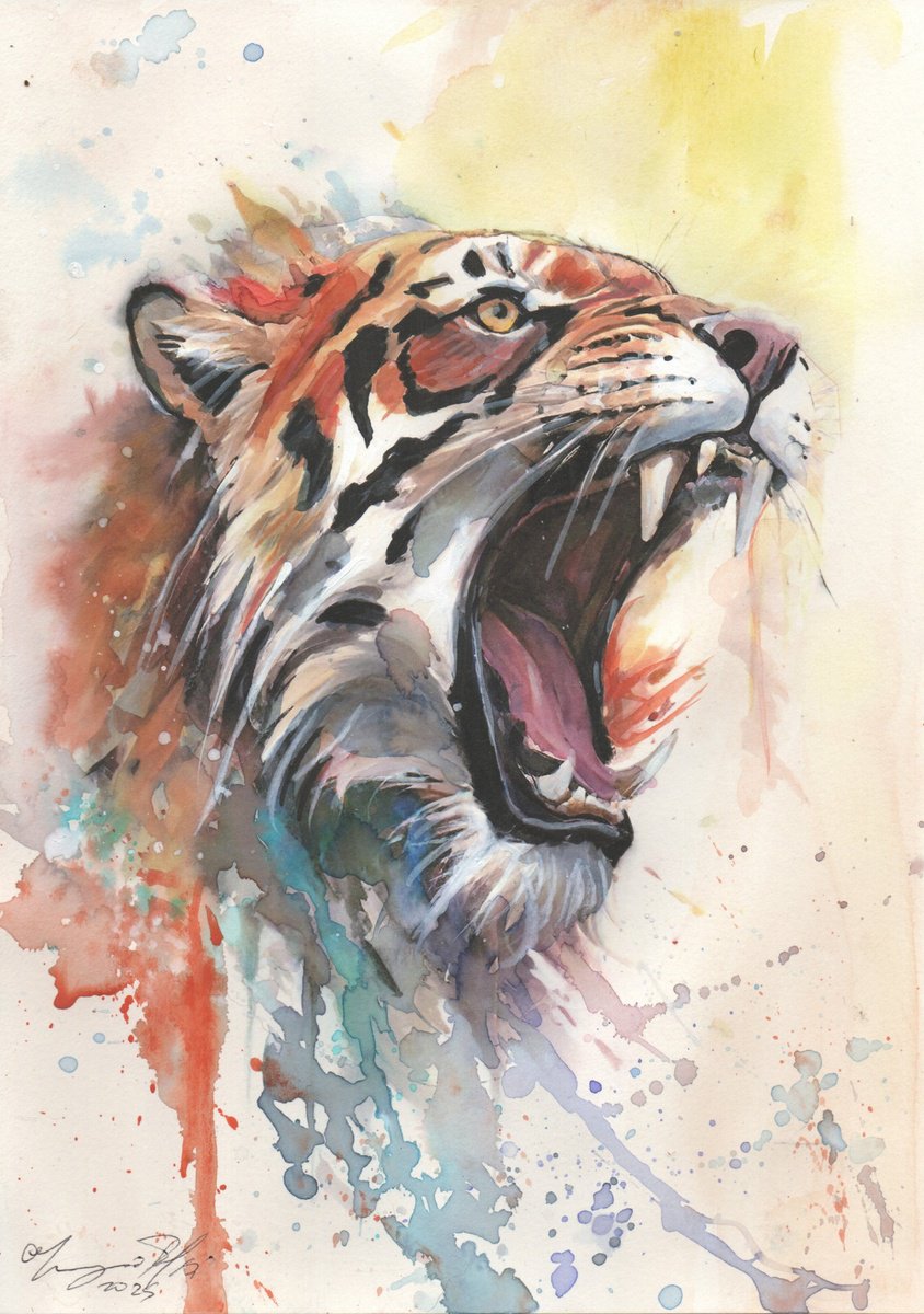 Impressionistic Animal Ink Drawing By Maurizio Puglisi, 8 X 11", Alive, Original Artwork