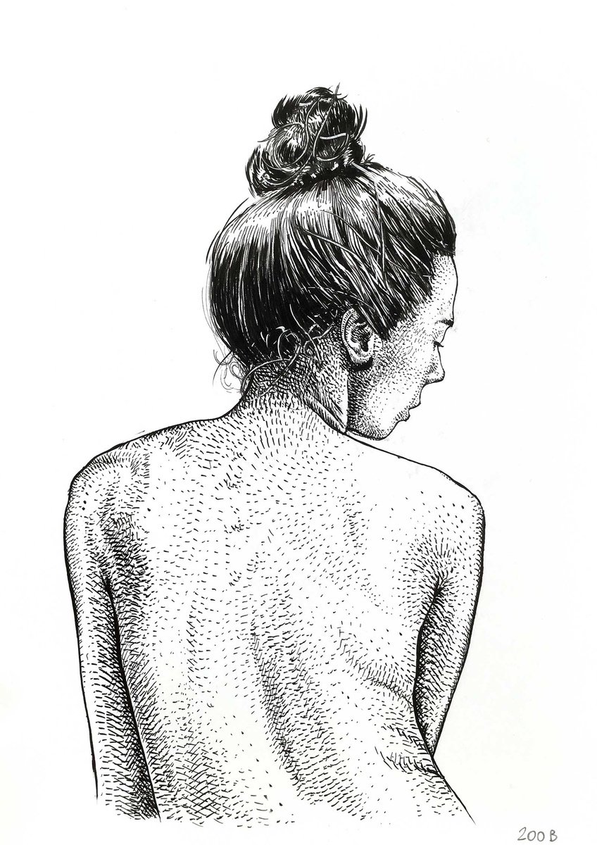 Portrait Ink Drawing By Dario Moschetta, 8 X 11, Portrait 200B.2020 Molly, Original Artwork