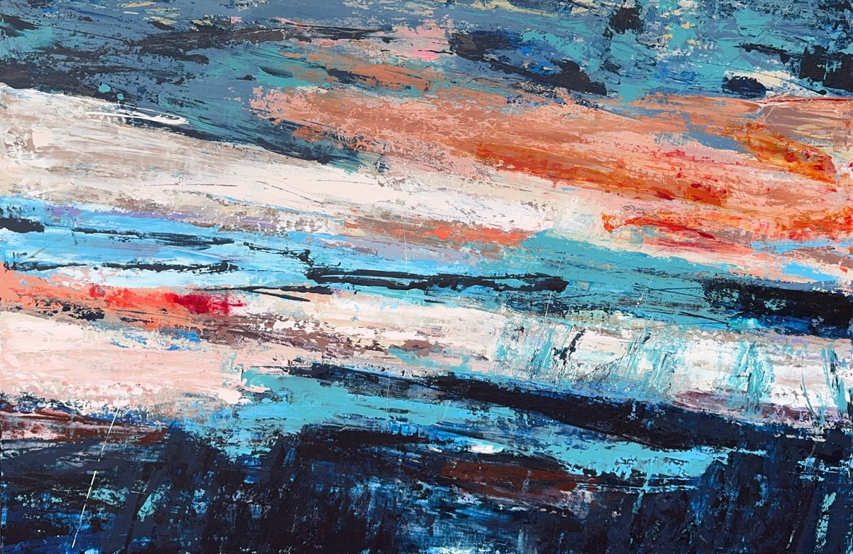 Organic Abstract Acrylic Painting By Adam Collier Noel, 72 X 48, Wavebreak, Original Artwork