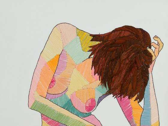 Embroidered Female Nude Figure Study 4