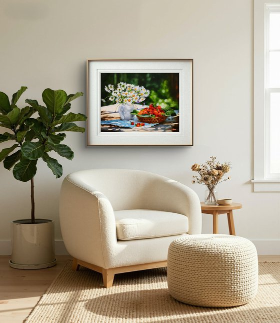 summer strawberry and daisy