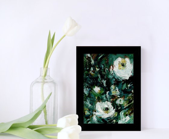 Tranquility Blooms 43 - Framed Highly Textured Floral Painting by Kathy Morton Stanion