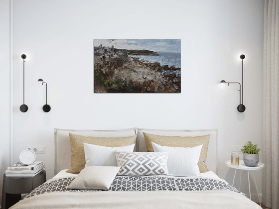 Seashore painting Old Chersonesos Original oil seascape painting