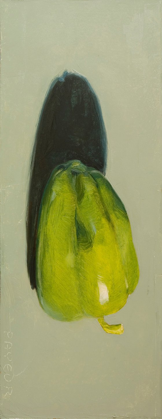 modern still life of green pepper