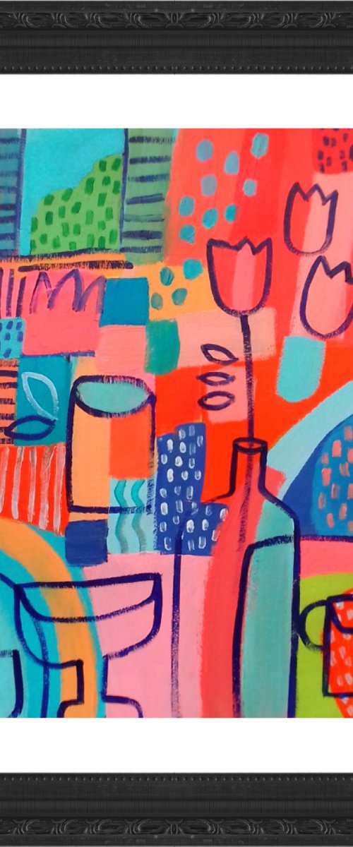 Still Life with 3 Tulips by Jan Rippingham