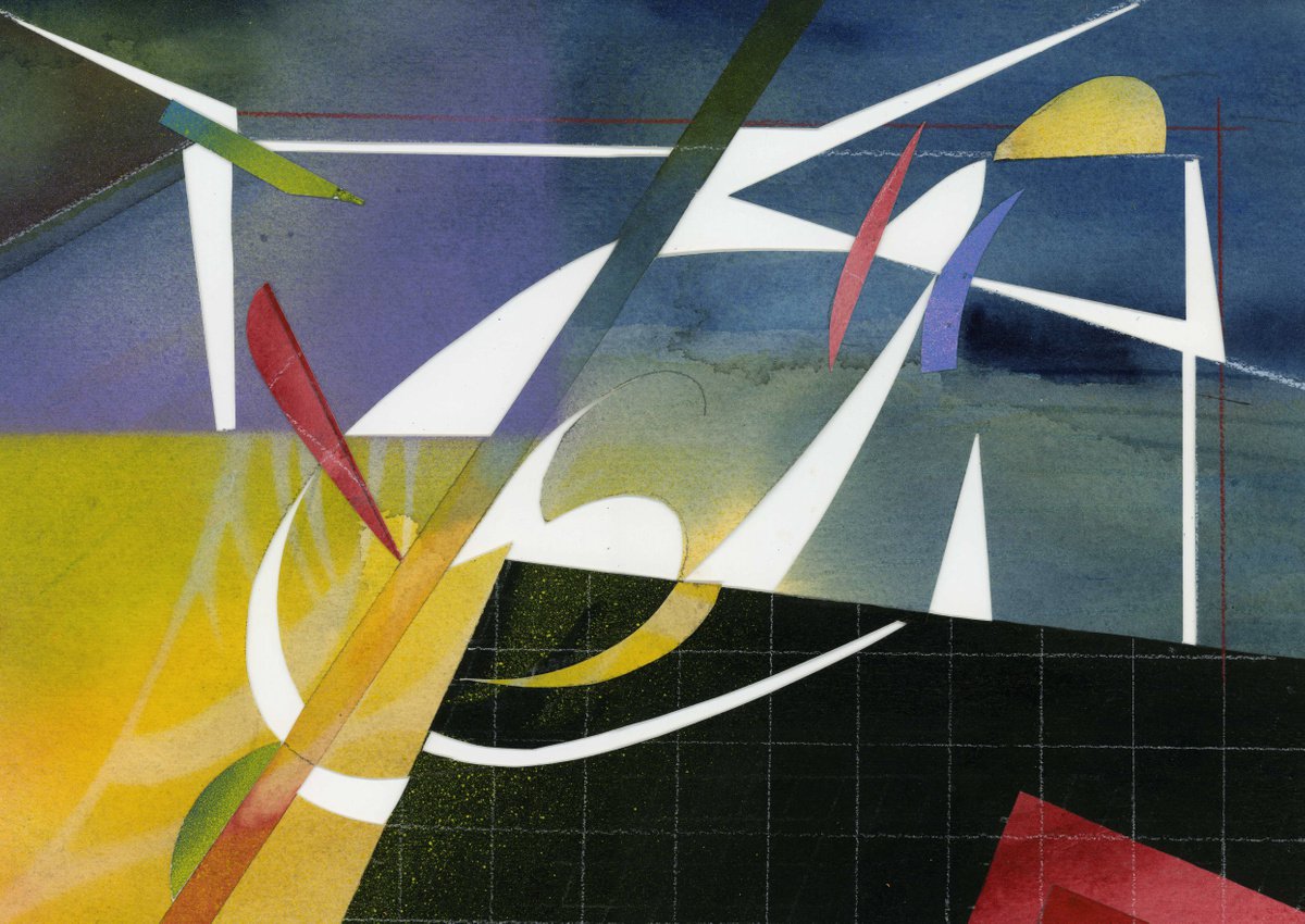 Geometric Abstract Collage By Alfred Ng, 13 X 9, Abstract Compostion 2, Original Artwork