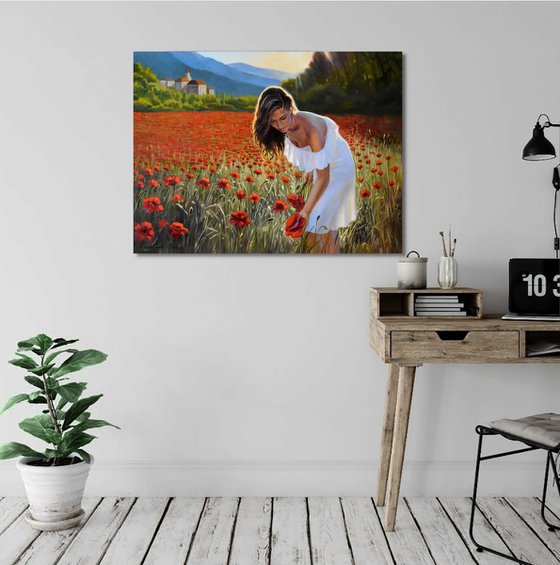 The field of red poppies