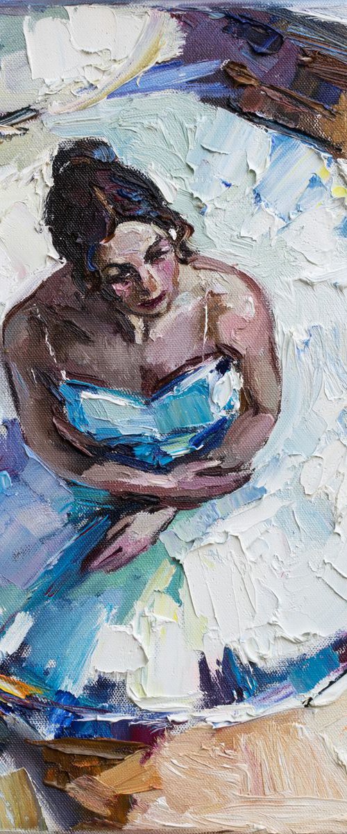 Ballerina - Original oil painting 45 x 45 cm by Anastasiia Valiulina