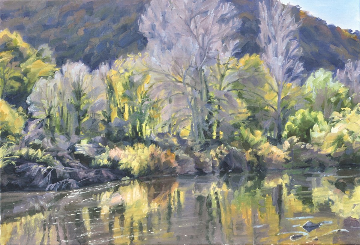 Autumn Reflections On The Loire By Anne Baudequin, 29 X 20, Artwork For Sale On Artfinder