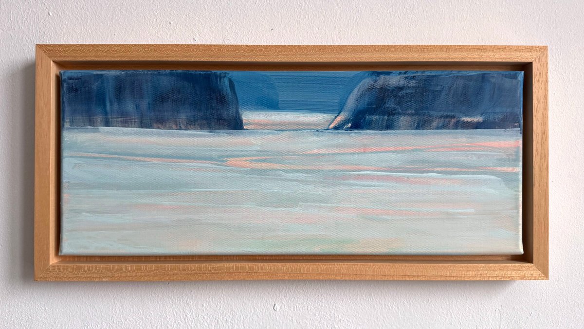 Organic Landscape Oil Painting By Katrin Roth, 22 X 10", Nordic Beach 1, Original Artwork