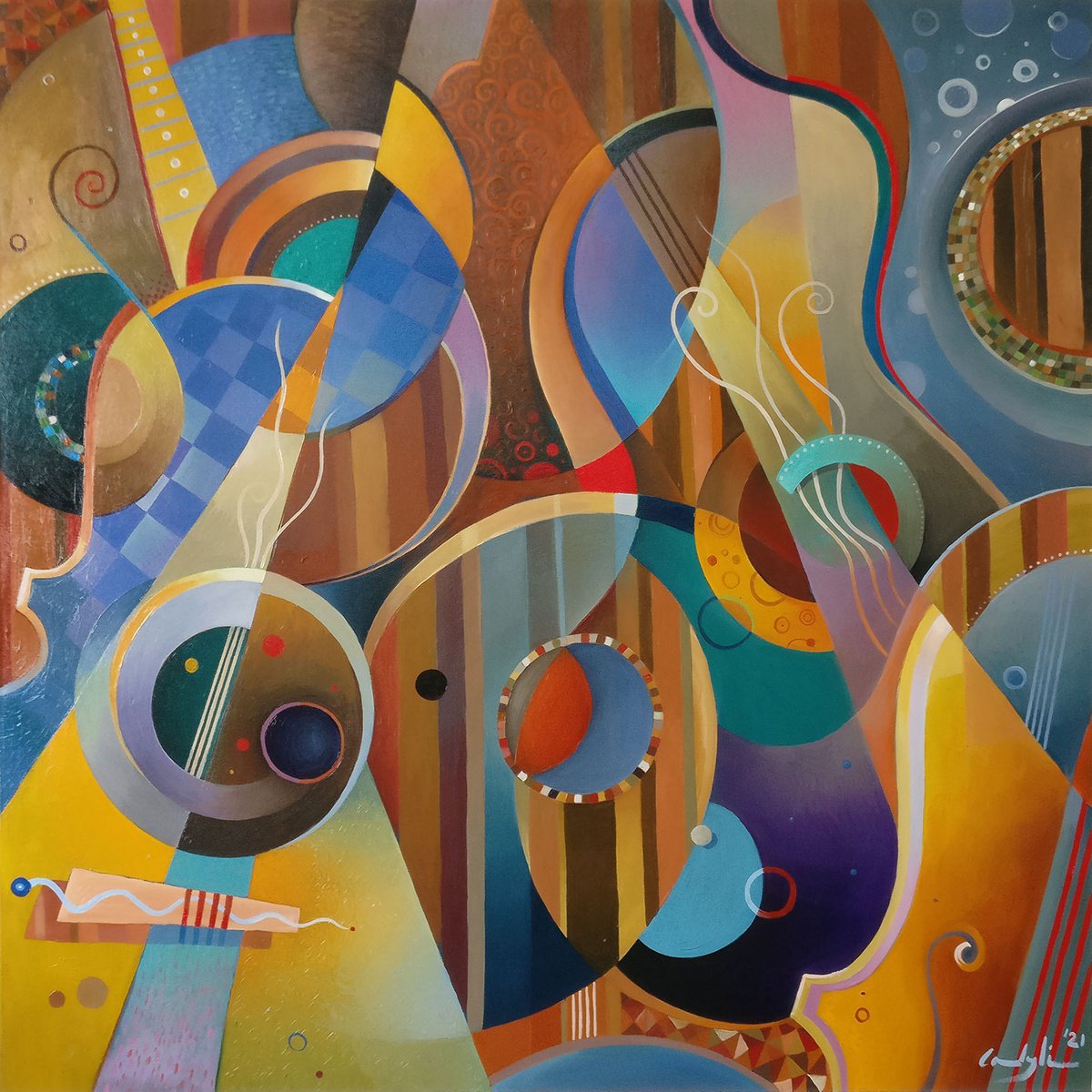 Sinfonietta n.1 Oil on canvas, 120 x 120cm (2021) op.101 by Martin Cambriglia