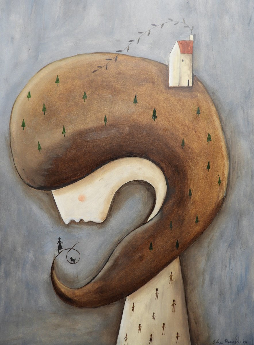 Illustrative Oil Painting , Thinking About Home By Silvia Beneforti, 12 X 17, Artwork For Sale On Artfinder