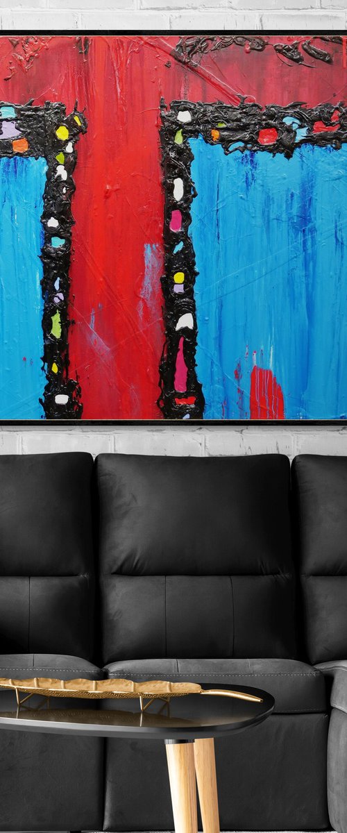 Circus Pop 160cm x 100cm Textured Abstract Art by Franko