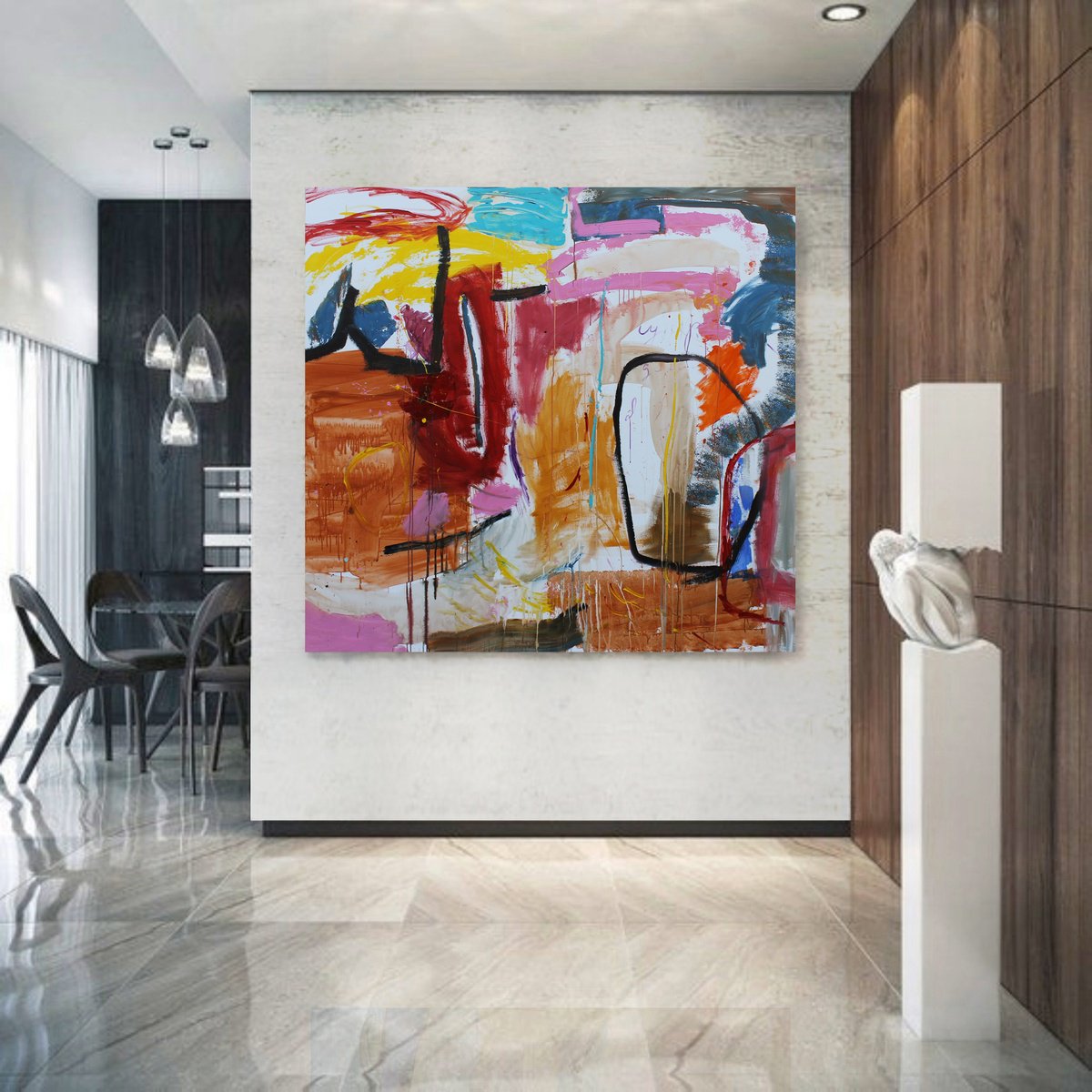 Expressive Abstract Acrylic Painting By Sergiy Dekalyuk, 81 X 76", Untitled 29, Original Artwork