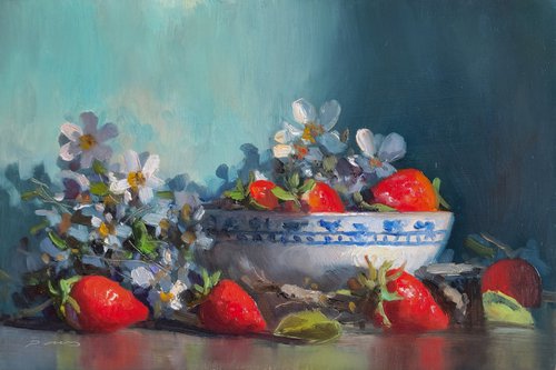 Bowl and Strawberries by Pascal Giroud