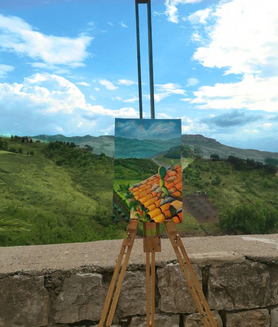 Solar roofs. Sicily. Plein air.