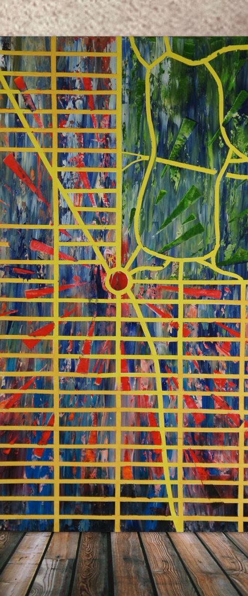 Heading To Columbus Circle (100 x 120 cm) (40 x 48 inches) oil by Ansgar Dressler