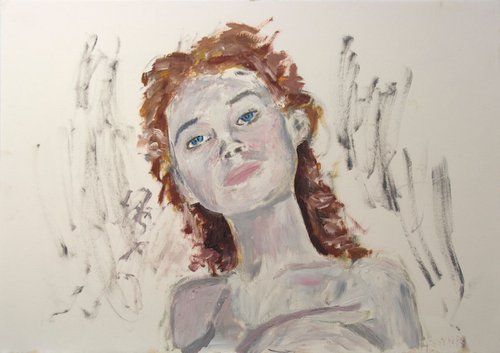 Sketch Of Girl In Oil by Ryan  Louder
