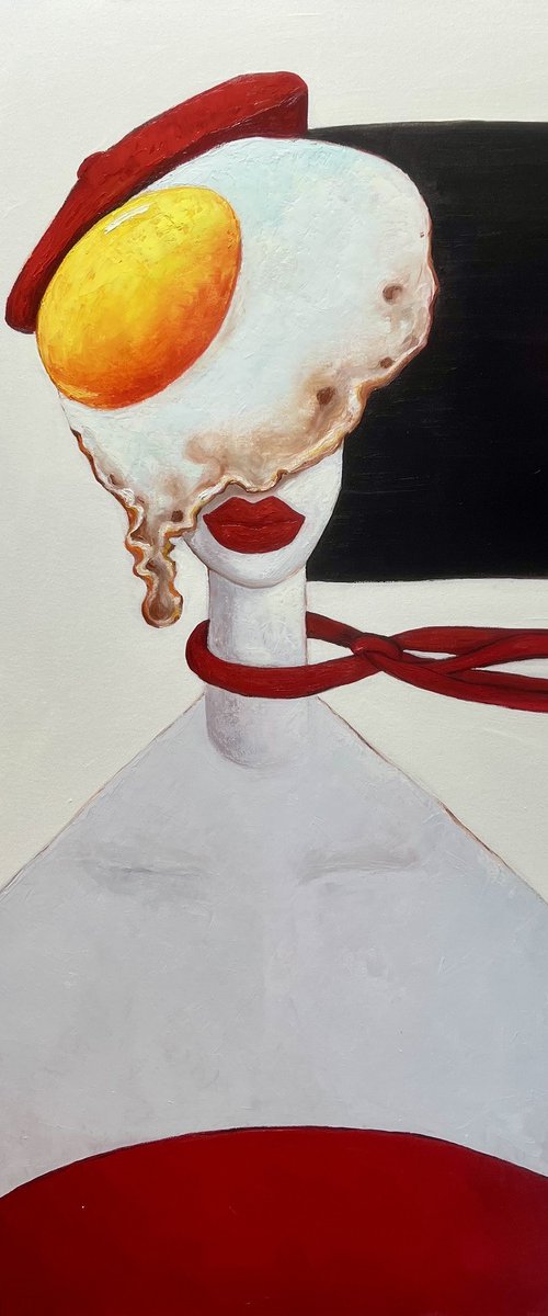 Egg girl on a windy day by Ta Byrne