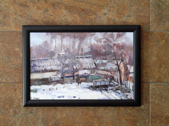 A view from window, winter (framed)