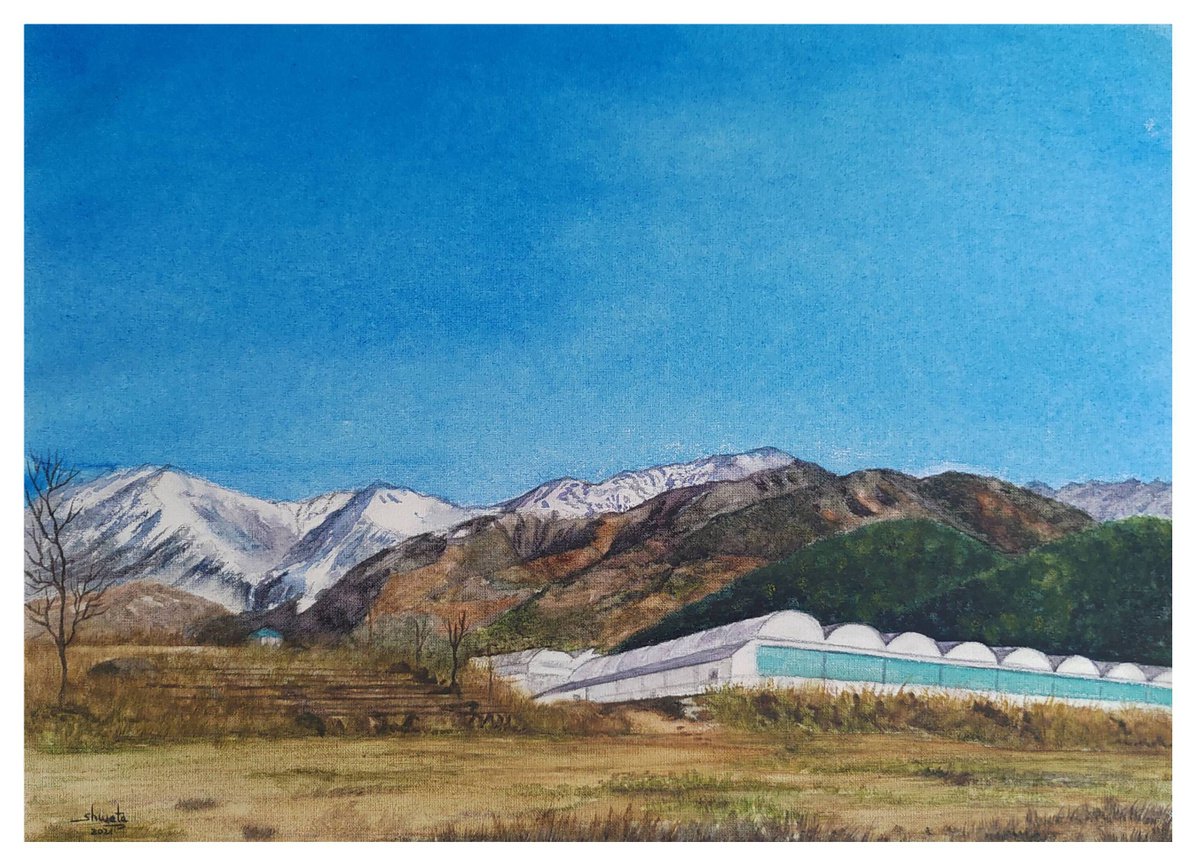 Snow capped mountains watercolor painting by Shweta  Mahajan