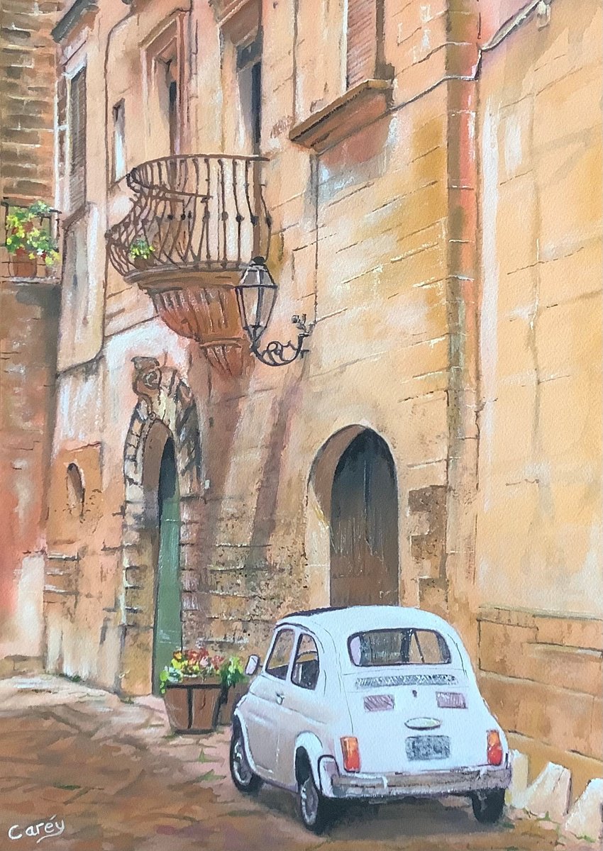 The old fiat, Italian street scene. by Darren Carey