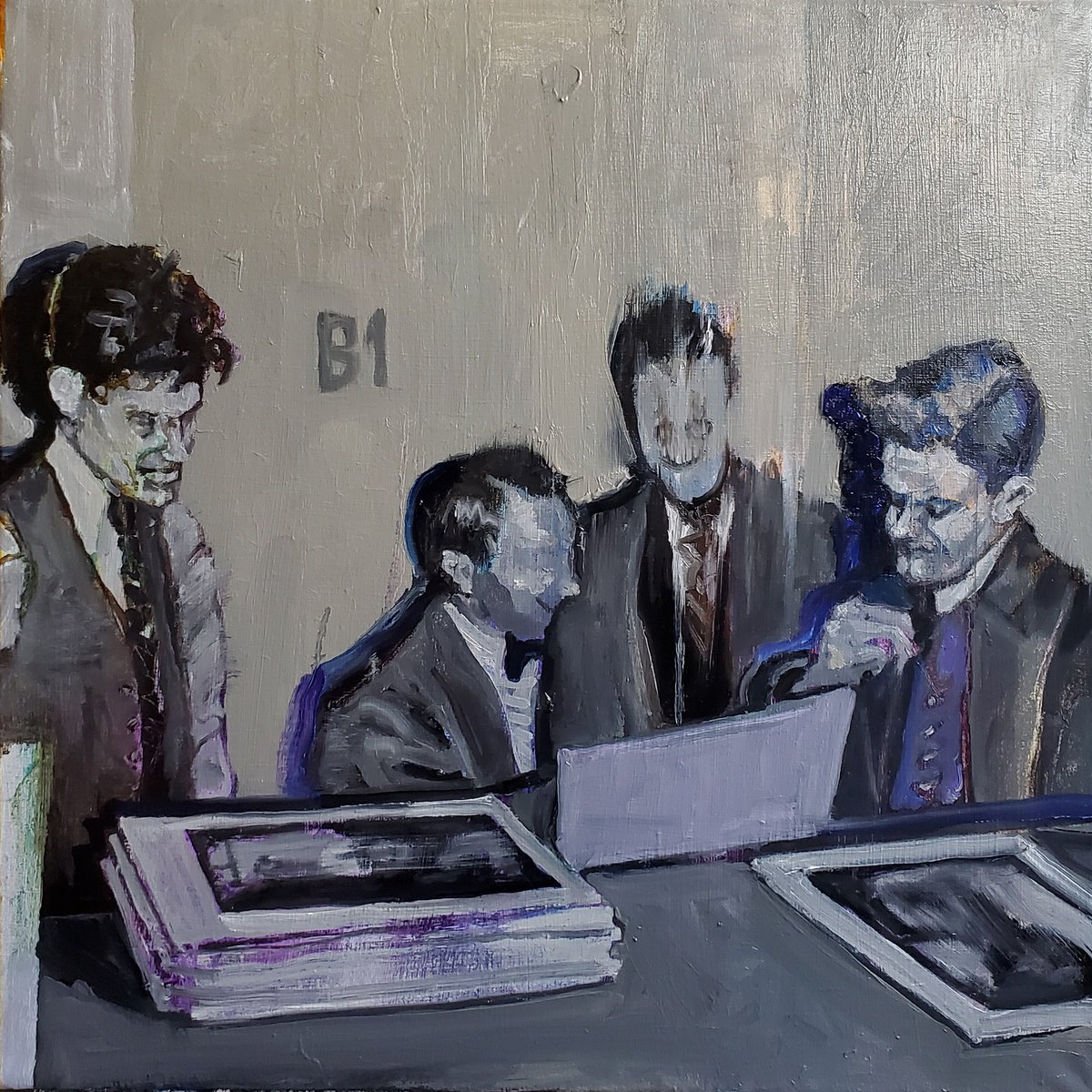 Surrealistic Portrait Oil Painting By Shelton Walsmith, 22 X 22", Bend One, Original Artwork