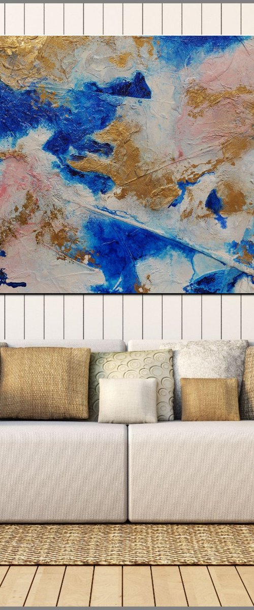Blue Utopia 180cm x 100cm Blue Abstract Art by Franko