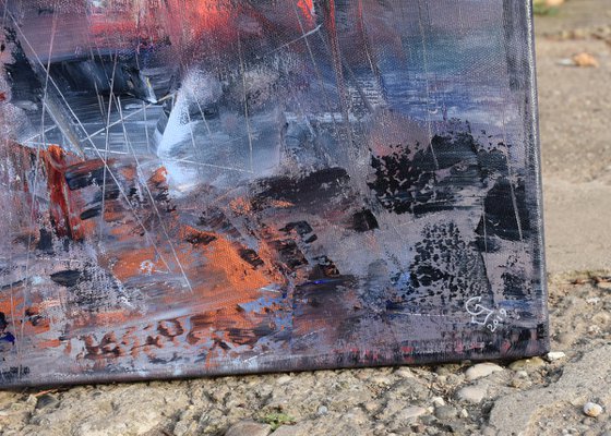 "Harbor of destroyed dreams - The curse of Giving" W100 x H50cm