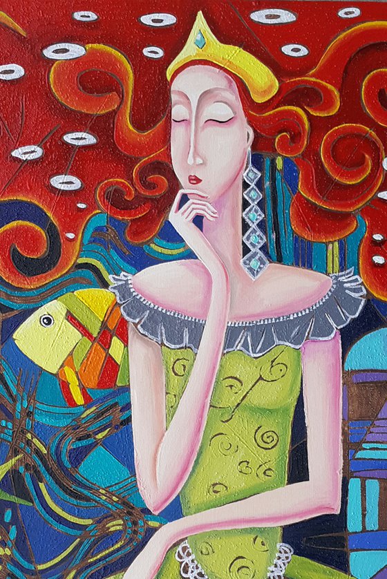 The queen of the sea(50x70cm, oil painting, modern art, ready to hang)