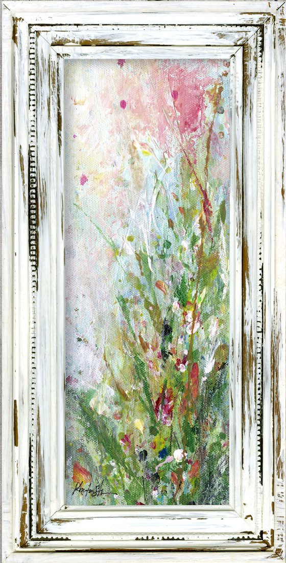 Cottage Meadow 3  - Framed Floral Painting  by Kathy Morton Stanion