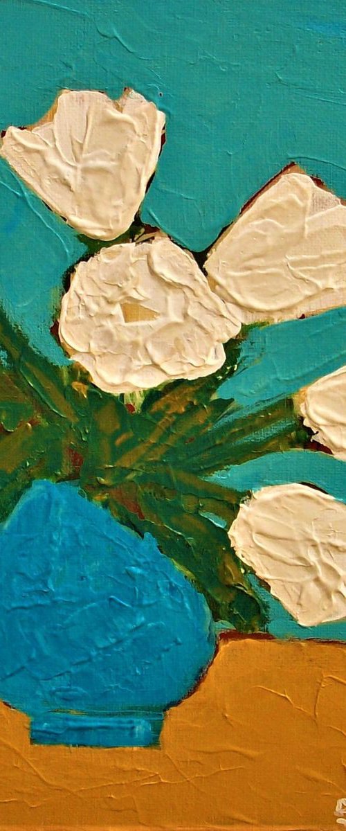 White Abstracted Tulips by David J Edwards