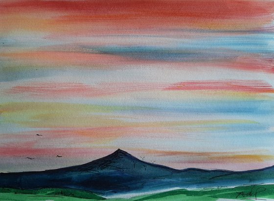 Sunset Croghan - Watercolour and pencil study