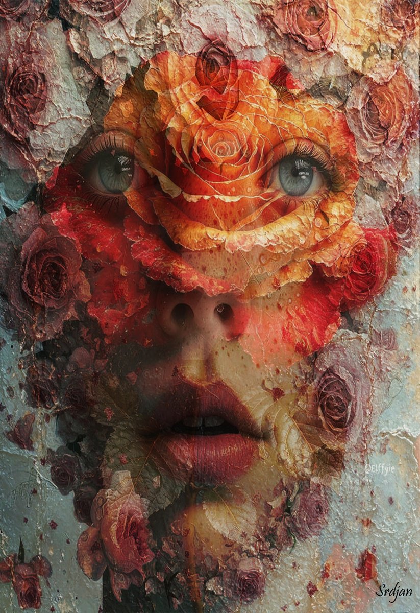 Illustrative Portrait Photograph By Srdjan Jevtic, 30 X 43", The Flowers Are Waking Up, Original Artwork